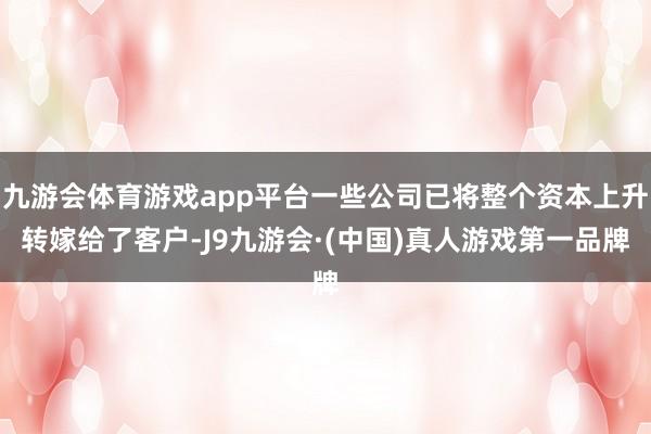九游会体育游戏app平台一些公司已将整个资本上升转嫁给了客户-J9九游会·(中国)真人游戏第一品牌